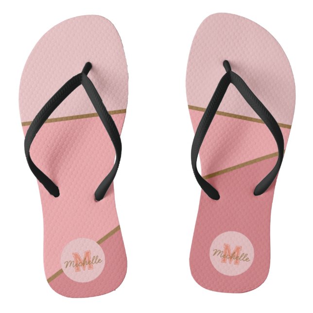 Monochrome pink gradient colourblock monogramed jandals (Footbed)