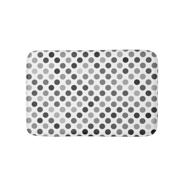 Monochrome Polka Dot Pattern (Black & White Dots) Bath Mat (Front)