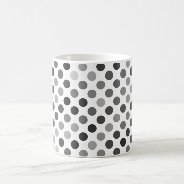 Monochrome Polka Dot Pattern (Black & White Dots) Coffee Mug (Center)