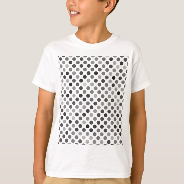 Monochrome Polka Dot Pattern (Black & White Dots) T-Shirt (Front)