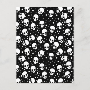 Monochrome Polka Dot Skull Holiday Postcard