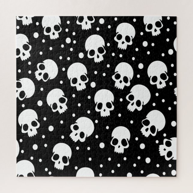 Monochrome Polka Dot Skull Jigsaw Puzzle (Vertical)