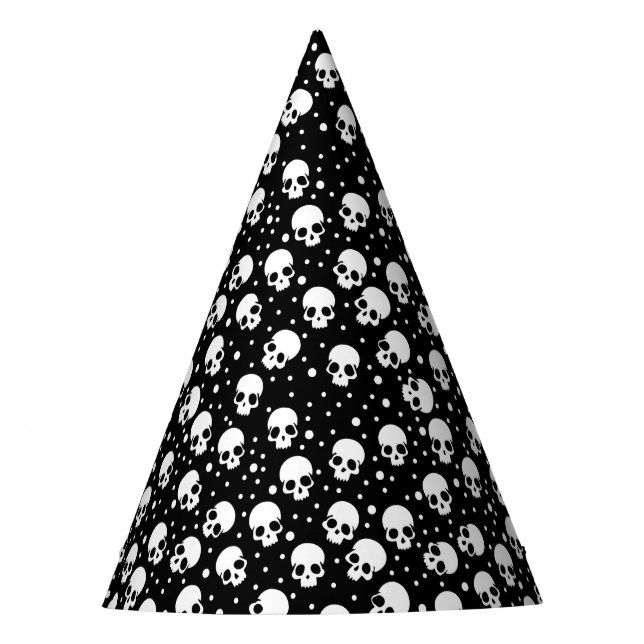 Monochrome Polka Dot Skull Party Hat (Front)