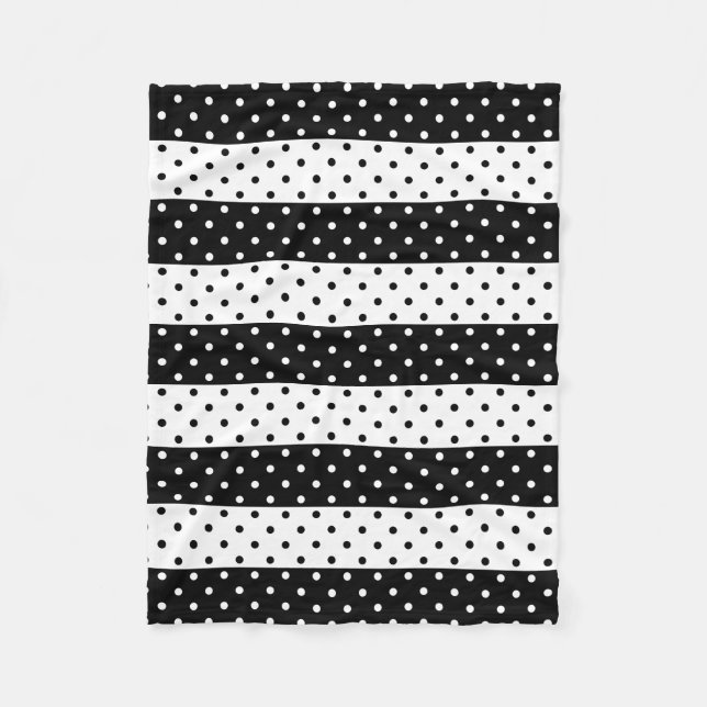 Monochrome Polka Dots Fleece Blanket (Front)