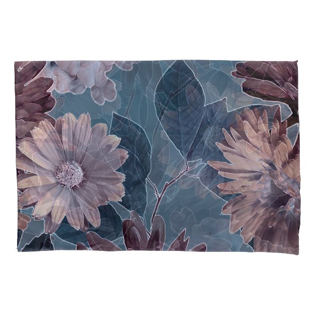 Monochrome Purple: Floral Watercolor Seamless Pillowcase (Front)