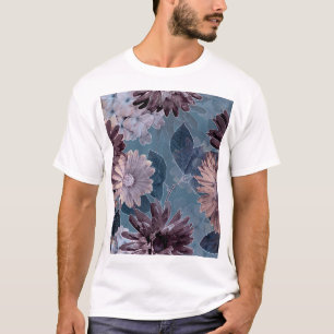 Monochrome Purple: Floral Watercolor Seamless T-Shirt