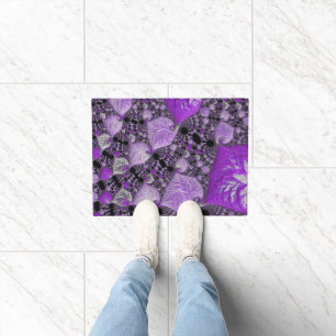 Monochrome Purple Fractal Art Doormat