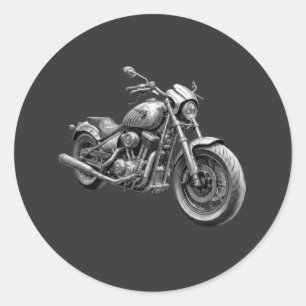 Monochrome Retro Cruiser Motorcycle Classic Round Sticker