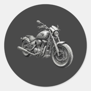 Monochrome Retro Cruiser Motorcycle Classic Round Sticker