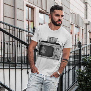 Monochrome Retro Portable Television Mens T-Shirt
