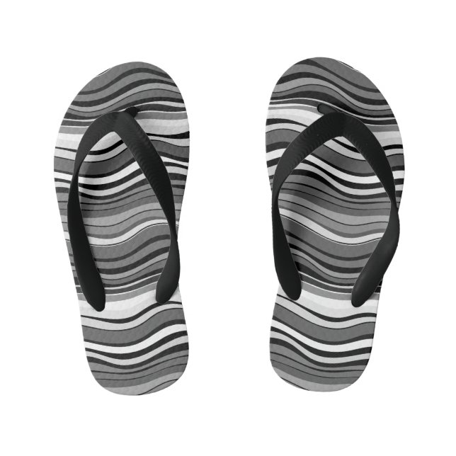Monochrome Ripples Pattern Kid's Jandals (Footbed)