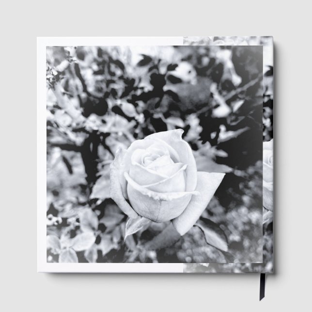 Monochrome Rose Guest Book for Wedding (Back)