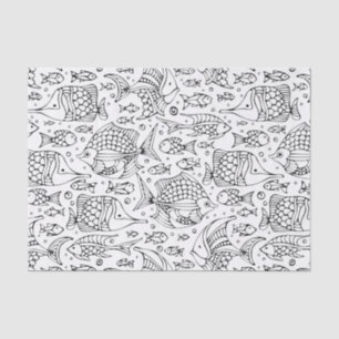 Monochrome School Of Fish Tissue Paper