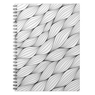Monochrome seamless pattern with abstract curled w notebook