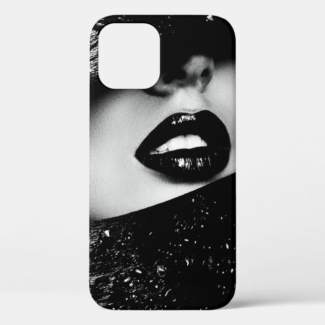 Monochrome sensual woman lips in black frame Case-Mate iPhone case (Back)