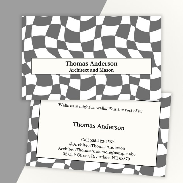 Monochrome, Shaken Pattern in Grey, Architect Business Card (Creator Uploaded)
