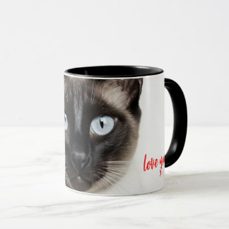 Monochrome Siamese Cat Love Mug