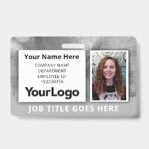 Monochrome Silver Leaf-Style Holographic ID Badge