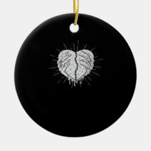 Monochrome Skeleton Hand With Heart Classic Style Ceramic Tree Decoration