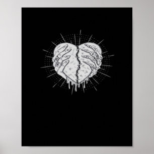 Monochrome Skeleton Hand With Heart Classic Style Poster