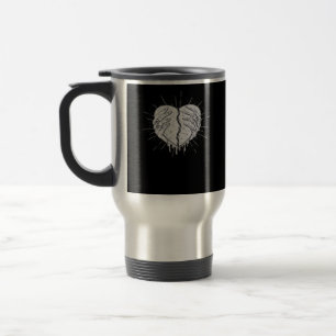 Monochrome Skeleton Hand With Heart Classic Travel Mug