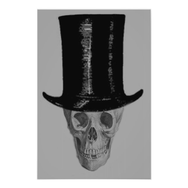 Monochrome Skull Top Hat Photo Print (Front)