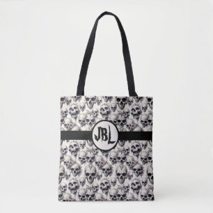 Monochrome Skulls Tote Bag