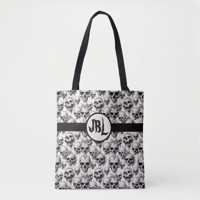 Monochrome Skulls Tote Bag (Front)