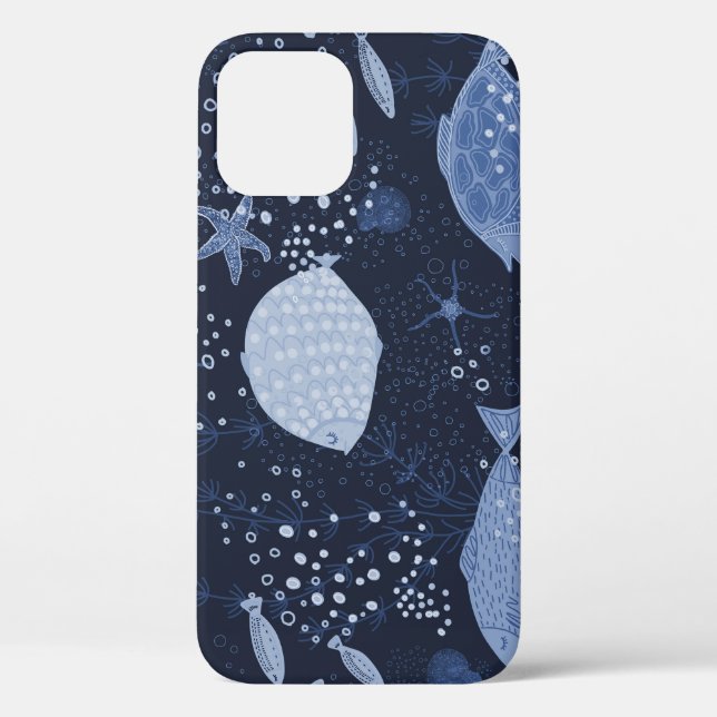Monochrome sleeping fishes, dark pattern. Case-Mate iPhone case (Back)