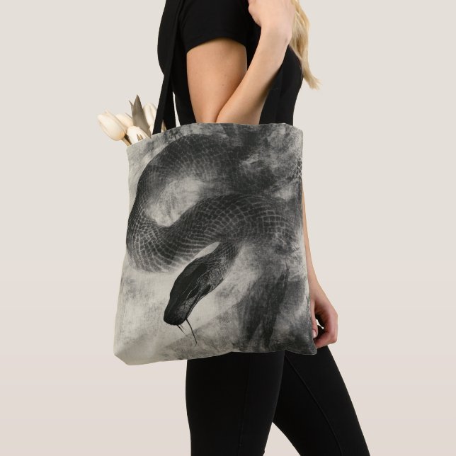 Monochrome Snake  Tote Bag (Close Up)