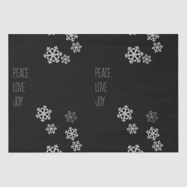 Monochrome Snowflake Christmas Pattern with Script Tissue Paper (Front)