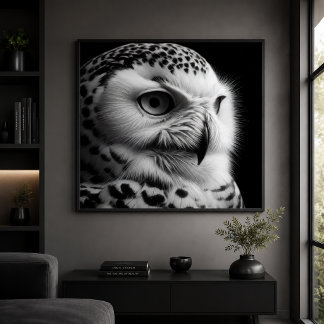 Monochrome Snowy Owl Poster