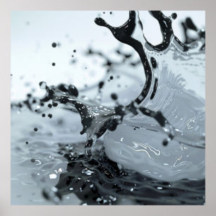 Monochrome Splash Elegance Poster