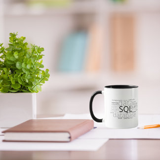 Monochrome SQL Database Word Cloud Mug