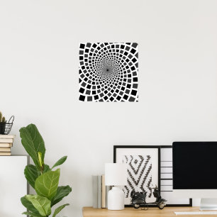 Monochrome Square Vortex Poster