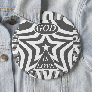 Monochrome Star "God Is Love" -  Black & White  6 Cm Round Badge