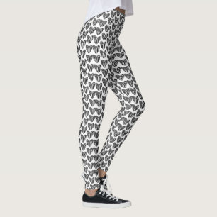 Monochrome Stylish Hearts Pattern Leggings