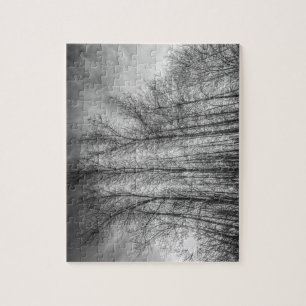 Monochrome Sunset Trees Jigsaw Puzzle