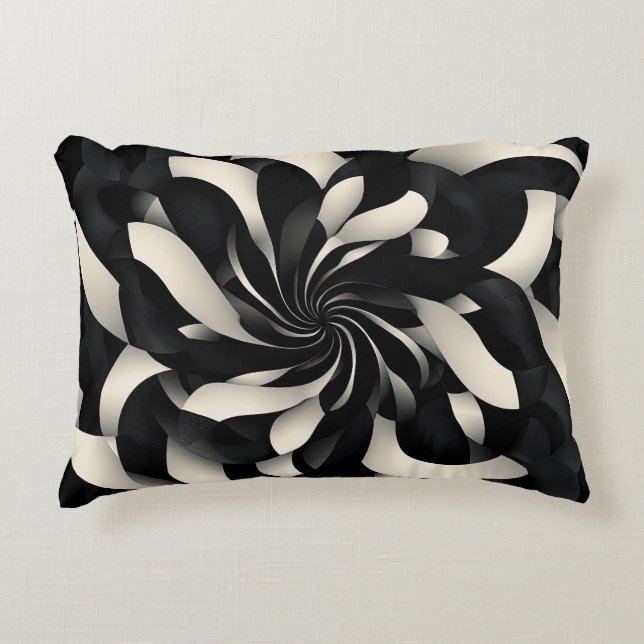 Monochrome Swirl of Elegance Decorative Cushion (Front)