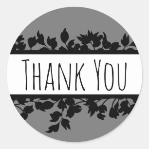 Monochrome Thank you Classic Round Sticker