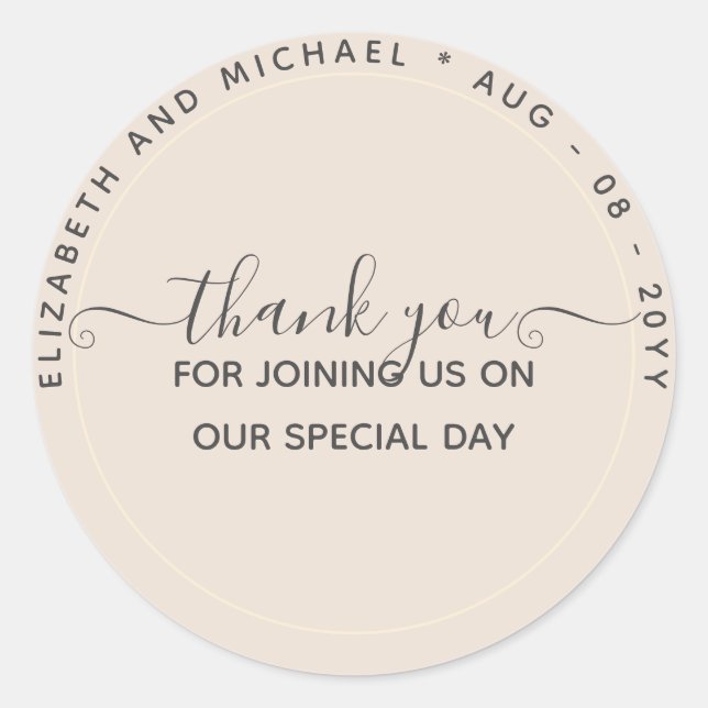 Monochrome Thank You Favour Labels (Front)