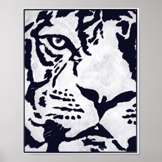 Monochrome Tiger with Raven Poster (Front)