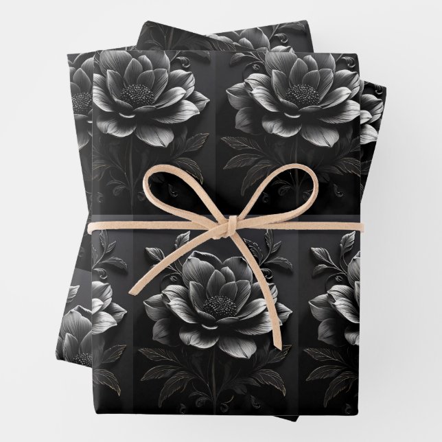 Monochrome Tree Elegance Wrapping Paper (In situ)