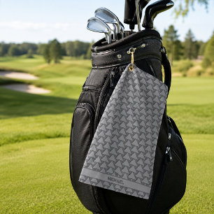 Monochrome Triangle Mosaic Custom Name Golf Towel