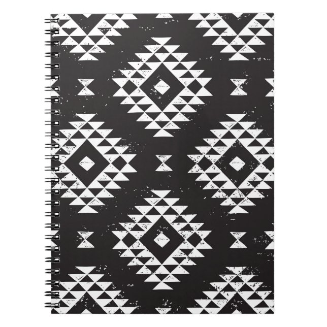 Monochrome tribal ethnic seamless pattern notebook (Front)
