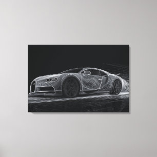 Monochrome Velocity   Automobile Art (30" x 20") Canvas Print