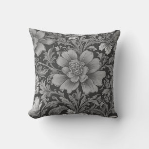 Monochrome Vintage Floral Pattern  Cushion