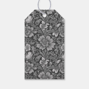 Monochrome Vintage Floral Pattern Gift Tags
