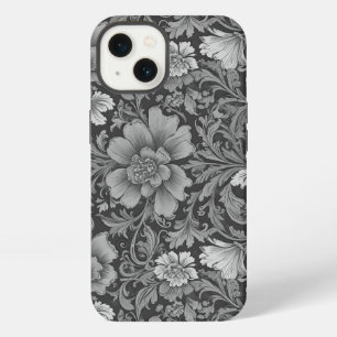 Monochrome Vintage Floral Pattern iPhone 13 Case