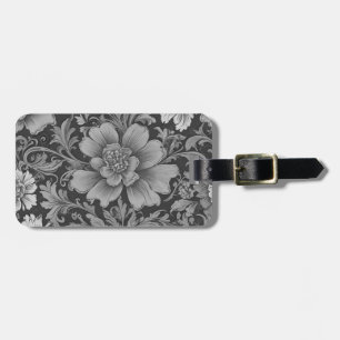 Monochrome Vintage Floral Pattern  Luggage Tag